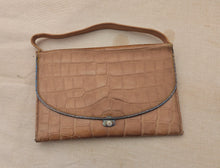 Load image into Gallery viewer, Vintage Crocodile Effect Leather Clutch Vanity Purse | G.W. Scott & Sons London | 23cm x 15.5cm
