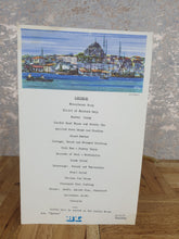 Load image into Gallery viewer, Vintage Hotel B.I Lunch Menu Card From Uganda, Istanbul Scene Theme, Dated Thursday 20th May 1971, 2
