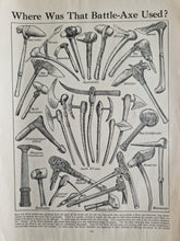 Load image into Gallery viewer, Battle Axe Image Illustrations Vintage Drawing Image Book Plate, Where Was That Battle-Axe Used? Old