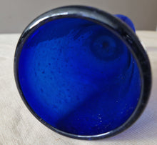 Load image into Gallery viewer, Handblown Tall art glass vase, bud vase, or tall blue flute, in cobalt or royal blue and tiny bubble