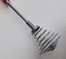 Load image into Gallery viewer, Vintage wire whisk egg beater with red plastic handle , Retro hand mixer Old kitchen handy tool Summ