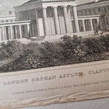 Load image into Gallery viewer, Vintage Book Plate Print: The London Orphan Asylum, Clapton Engraving by H.W. Bond, 1828 after T.H.