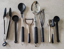 Load image into Gallery viewer, Used Kitchen Utensil Set – Black & Stainless Steel – Pre-Owned Cooking Tools Job Lot