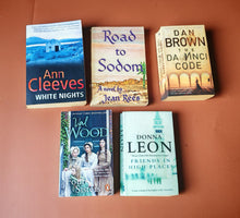 Load image into Gallery viewer, Fiction Mystery and Drama Paperback Book Bundle – 5 Preloved Books – Dan Brown, Ann Cleeves, Val Woo