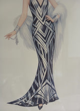 Load image into Gallery viewer, Framed Art Deco Lady Fashion Print Vintage Style Wall Art Picture 35.5 x 27cm