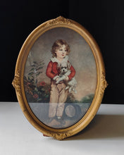 Load image into Gallery viewer, Vintage Oval Framed Arthur Devis Print Boy with Dog Antique Gilt Frame 48cm