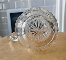 Load image into Gallery viewer, Vintage Cut Glass Jug | Heavy Pressed Crystal Water Pitcher | 16cm Tall | Diamond & Fan Cut Design |