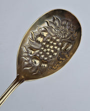 Load image into Gallery viewer, Vintage Serving Spoon, Large Berry Spoon, Gilded Bowl, EPNS Silver Plate, Ornate Handle, Floral and
