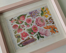 Load image into Gallery viewer, Vintage Floral Botanical Print in Pink Frame – Vibrant Flowers Art – 28cm x 23cm x 3cm