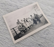Load image into Gallery viewer, Vintage Black & White Old Family Group Travel Photograph, Group Of Woman with Smartly Dressed Men By