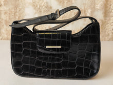 Load image into Gallery viewer, Clubhouse Crocodile Pattern Shoulder Bag by Jane Shilton Black Colour