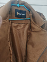 Load image into Gallery viewer, Delpino Men’s Brown Faux Leather Biker Jacket – Size S – Made in Turkey