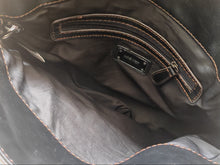 Load image into Gallery viewer, Nine West “Black In Black” Leather Boho Hobo Purse Handbag Satchel 37.5 x 35.5cm