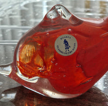 Load image into Gallery viewer, Art Glass Dolphin MTARFA Malta Paperweight Figurine Orange and Clear Colours