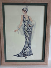 Load image into Gallery viewer, Framed Art Deco Lady Fashion Print Vintage Style Wall Art Picture 35.5 x 27cm