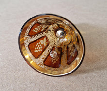Load image into Gallery viewer, Vintage Bohemian Czech Painted 24Carat Gold Glass Panels Cabochon Bell