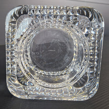 Load image into Gallery viewer, Heavy Cut Crystal Square Cut Out Trinket Dish Tea Light Candle Holder France 4"