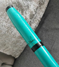 Load image into Gallery viewer, Platignum Studio Ballpoint Pen , Turquoise , Black Ink , 13.5cm , Used