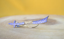 Load image into Gallery viewer, Mid Century Vintage Sword Tie Pin / Clip, Blue Enamel with Gold Tone Ornate Design, 8.5cm long