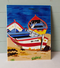 Load image into Gallery viewer, Vintage Elgate Ceramic Wall Plaque – Nautical Fishing Boat Scene – 35.5cm x 28cm
