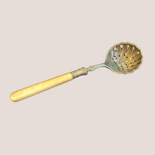 Load image into Gallery viewer, Vintage Sugar Sifter Spoon With Cream Colour Plastic Handle - English, Marked D&A, 16cm long