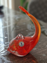 Load image into Gallery viewer, Art Glass Dolphin MTARFA Malta Paperweight Figurine Orange and Clear Colours