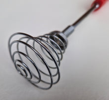 Load image into Gallery viewer, Vintage wire whisk egg beater with red plastic handle , Retro hand mixer Old kitchen handy tool Summ