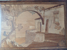 Load image into Gallery viewer, Vintage Wooden Marquetry Wall Plaque Landscape Scene Inlaid Wood Art 35cm