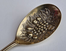 Load image into Gallery viewer, Vintage Serving Spoon, Large Berry Spoon, Gilded Bowl, EPNS Silver Plate, Ornate Handle, Floral and