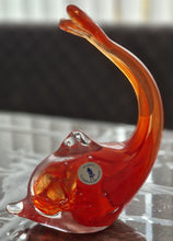 Load image into Gallery viewer, Art Glass Dolphin MTARFA Malta Paperweight Figurine Orange and Clear Colours