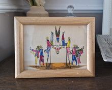 Load image into Gallery viewer, Book Plate Print Picture Frame Carnival Circus Acrobat Performers wooden frame