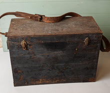Load image into Gallery viewer, Vintage Electrician's Wooden Tool Chest with Original Leather Strap