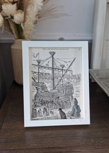 Load image into Gallery viewer, Dick Whittington And His Cat By The Thames Quayside Print Wooden Picture Frame