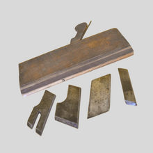 Load image into Gallery viewer, Antique Wooden Molding Planer for Edge and Trim Shaping, with 5 Blades - Marked "F Rawson"