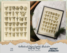 Load image into Gallery viewer, Architectural Column Capitals Illustration – Vintage Wall Art Digital Download | A4 Size | PDF & JPEG | Instant Download