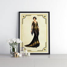Load image into Gallery viewer, 1920s Art Deco Clipart, Vintage Flapper Women PNG Bundle, Gatsby Fashion Illustrations, Elegant Gold Black Ladies, Retro Digital Download