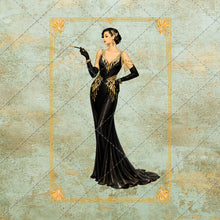 Load image into Gallery viewer, 1920s Art Deco Clipart, Vintage Flapper Women PNG Bundle, Gatsby Fashion Illustrations, Elegant Gold Black Ladies, Retro Digital Download