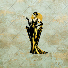 Load image into Gallery viewer, 1920s Art Deco Clipart, Vintage Flapper Women PNG Bundle, Gatsby Fashion Illustrations, Elegant Gold Black Ladies, Retro Digital Download