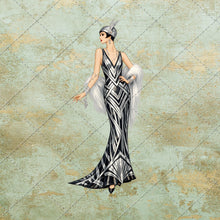Load image into Gallery viewer, 1920s Art Deco Clipart, Vintage Flapper Women PNG Bundle, Gatsby Fashion Illustrations, Elegant Gold Black Ladies, Retro Digital Download