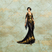 Load image into Gallery viewer, 1920s Art Deco Clipart, Vintage Flapper Women PNG Bundle, Gatsby Fashion Illustrations, Elegant Gold Black Ladies, Retro Digital Download