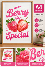 Load image into Gallery viewer, You Are Berry Special A4 Art Print Strawberry Pink Quote Wall Decor Gift