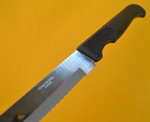 Load image into Gallery viewer, Vintage  Black Plastic Handle  Stainless Steel Kitchen Bread / Steak  Knife, Kitchenali 1990's,  Quality Steel, 32cm long