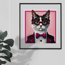 Load image into Gallery viewer, Cute Cat Wearing Glasses Artwork Graphics, Instant Digital Download, 4 High Quality Jpeg Images