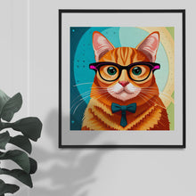 Load image into Gallery viewer, Cute Cat Wearing Glasses Artwork Graphics, Instant Digital Download, 4 High Quality Jpeg Images
