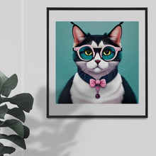 Load image into Gallery viewer, Cute Cat Wearing Glasses Artwork Graphics, Instant Digital Download, 4 High Quality Jpeg Images