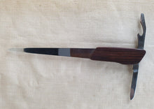 Load image into Gallery viewer, Vintage GM wooden handle letter opener with 2 extra attatchments , pocket knife and tin / bottle opener