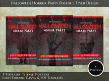 Load image into Gallery viewer, Halloween Horror Party Poster Template for Instant Customization, Halloween Invitation Template, Editable Halloween Poster, Halloween Party