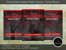 Load image into Gallery viewer, Halloween Horror Party Poster Template for Instant Customization, Halloween Invitation Template, Editable Halloween Poster, Halloween Party