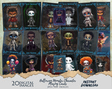 Load image into Gallery viewer, Halloween Characters Fantasy Game Card Bundle Images 20 Designs Digital Download JPEG & PDF Files