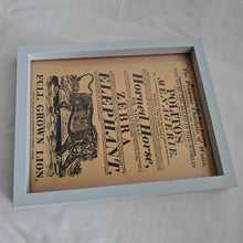 Load image into Gallery viewer, Vintage advertisement for Polito's Menagerie, a traveling exhibition of exotic animals picture frame, Genuine vintage book plate print